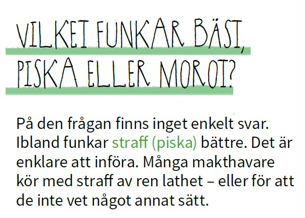 utsnitt från boken med rubriken Vilket funkar bäst, piska eller morot?